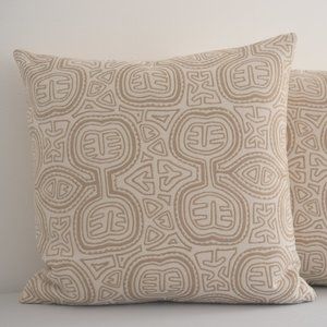 Taino, Tan & Beige Decorative Indoor/Outdoor Pillow Cover 22" x 22"